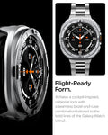 ACS11618 - SWUb Bezel Tune Pro Silver showing close-up of SWUb bezel ring and a full product shot of the watch with metal band 