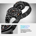 AMP11620 - SWUb Modern Fit 316L Band Black showing SWUb watch and metal band exploded view, plus a close-up of the case edge