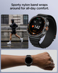 AMP11613 - Galaxy Watch Ultra Series - WBF1 showing the Galaxy Watch Ultra with the WBF1 band, lifestyle shots of a person running outdoors and a close-up of a heart rate reading on the watch face.