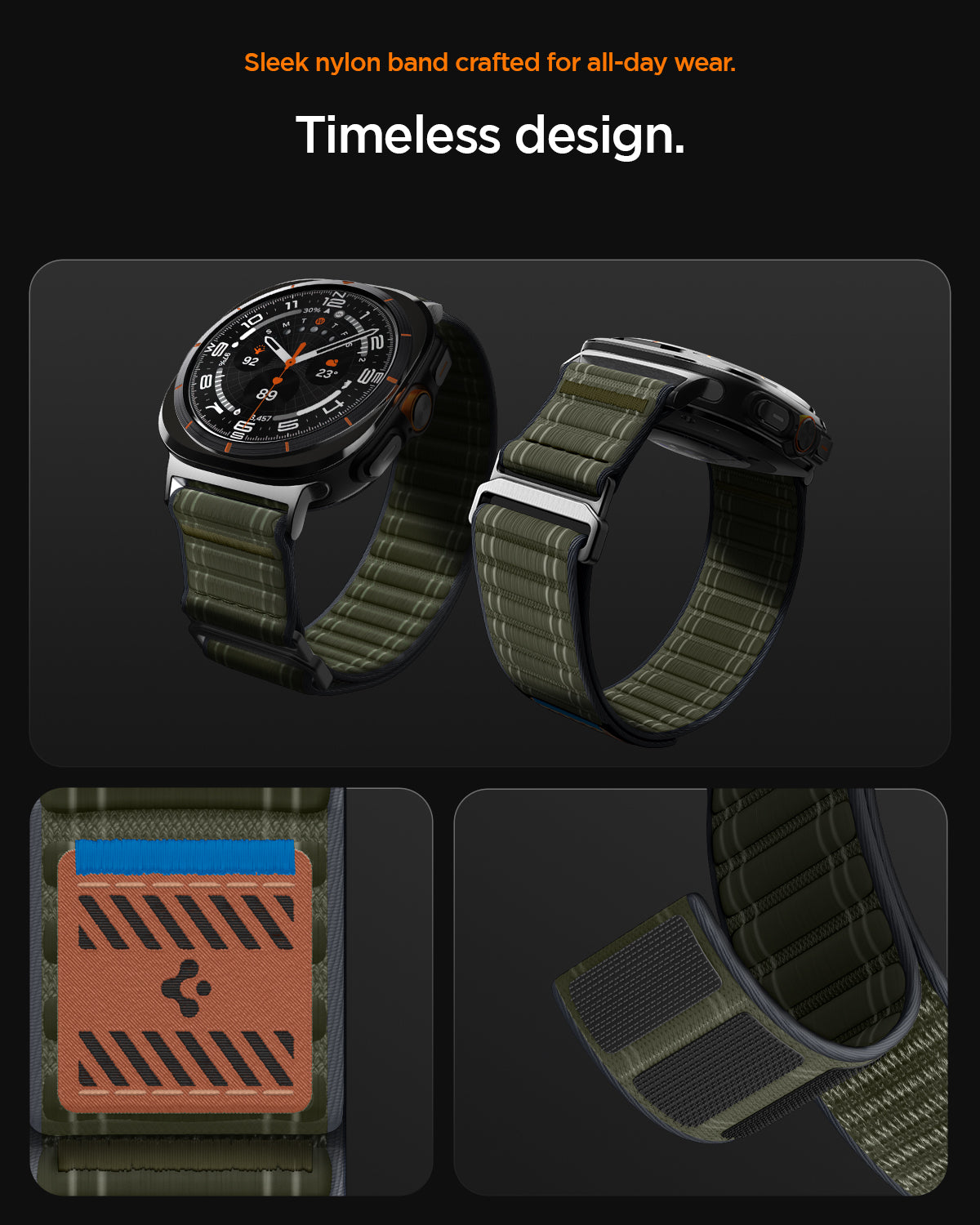 AMP10147 - Galaxy Watch Ultra WBF0 in green showing sleek nylon band crafted for all day wear. timeless design