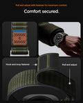 AMP10147 - Galaxy Watch Ultra WBF0 in green showing pull and adjust with fastener for maximum comfort. comfort secured