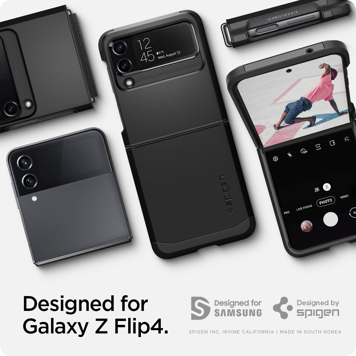 ACS05111 - Galaxy Z Flip 4 Case Tough Armor in black designed for galaxy Z flip4.