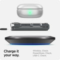 ACS06971 - Galaxy Z Flip 5 Case AirSkin Zero One showing the charge it your way. Wireless, PowerShare and USB-C all check
