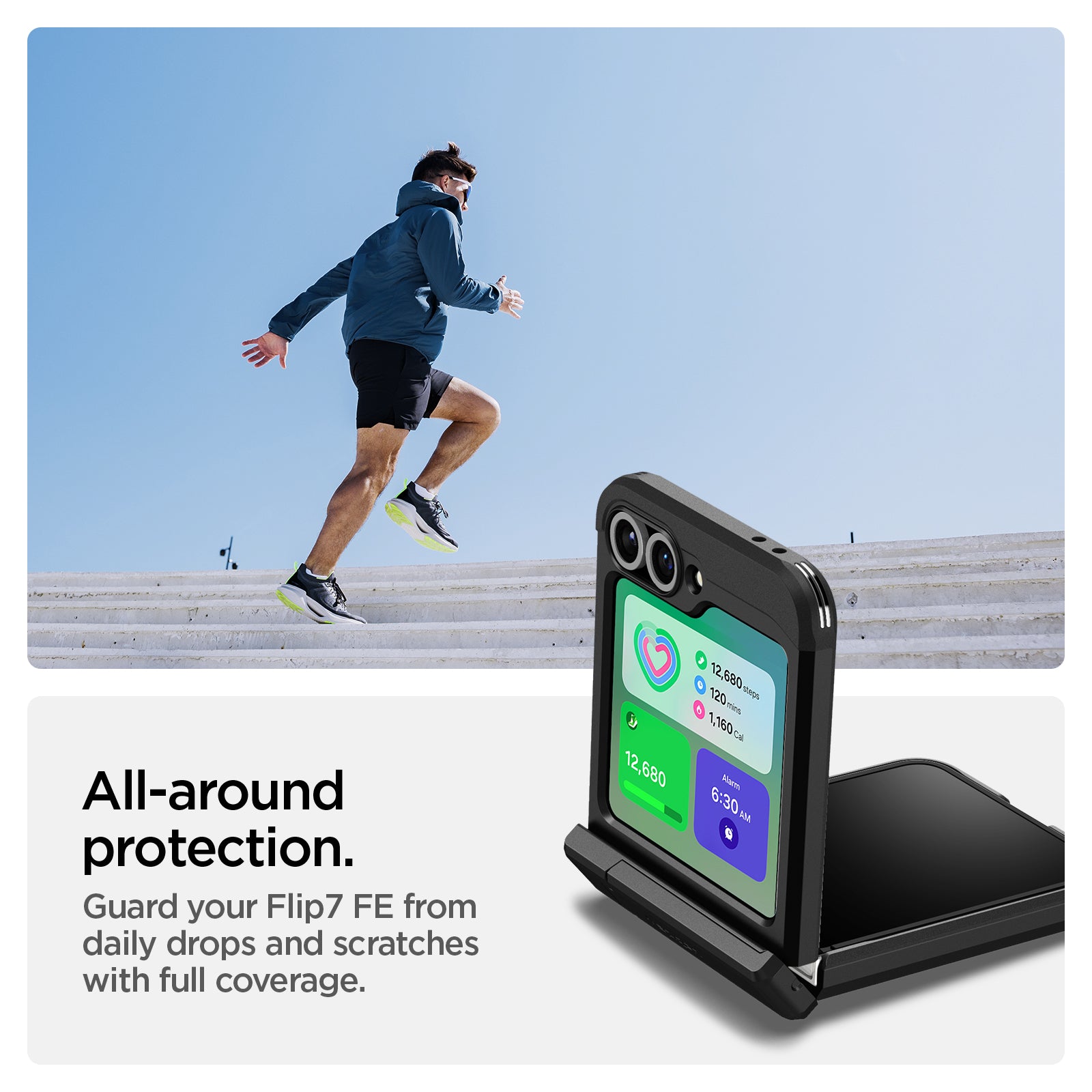 ACS09807 - Galaxy Z Flip 7 FE Series Tough Armor Pro (MagFit) in black all around protection. Guard your Flip 7 FE from daily drops and scratches with full coverage. Additional protection.