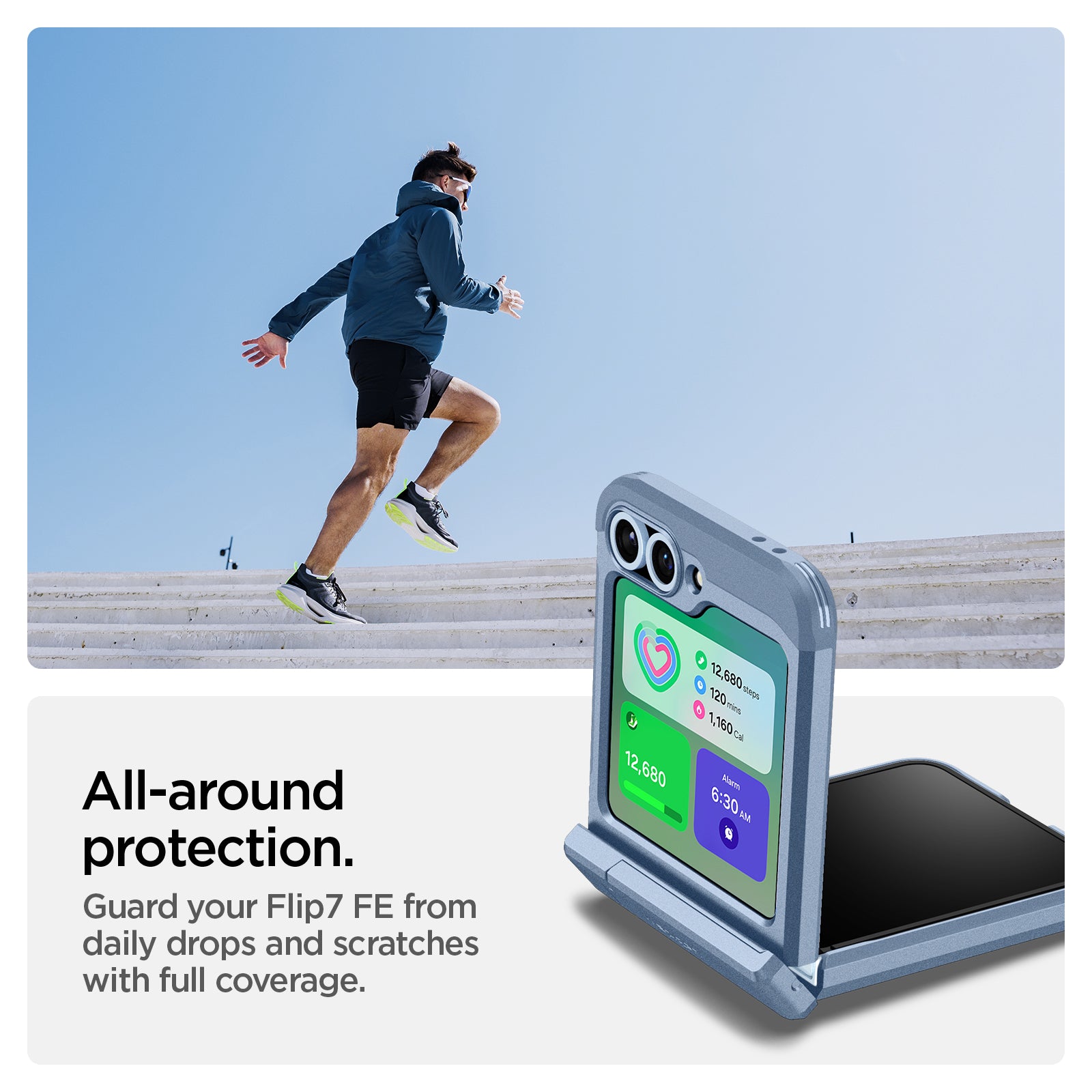 ACS09808 - Galaxy Z Flip 7 FE Series Tough Armor Pro (MagFit) in Sierra Blue  all around protection. Guard your Flip 7 FE from daily drops and scratches with full coverage. Additional protection.
