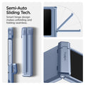 ACS09808 - Galaxy Z Flip 7 FE Series Tough Armor Pro (MagFit) in Sierra Blue showing semi auto sliding tech. Smart hinge design makes unfolding and folding seamless.