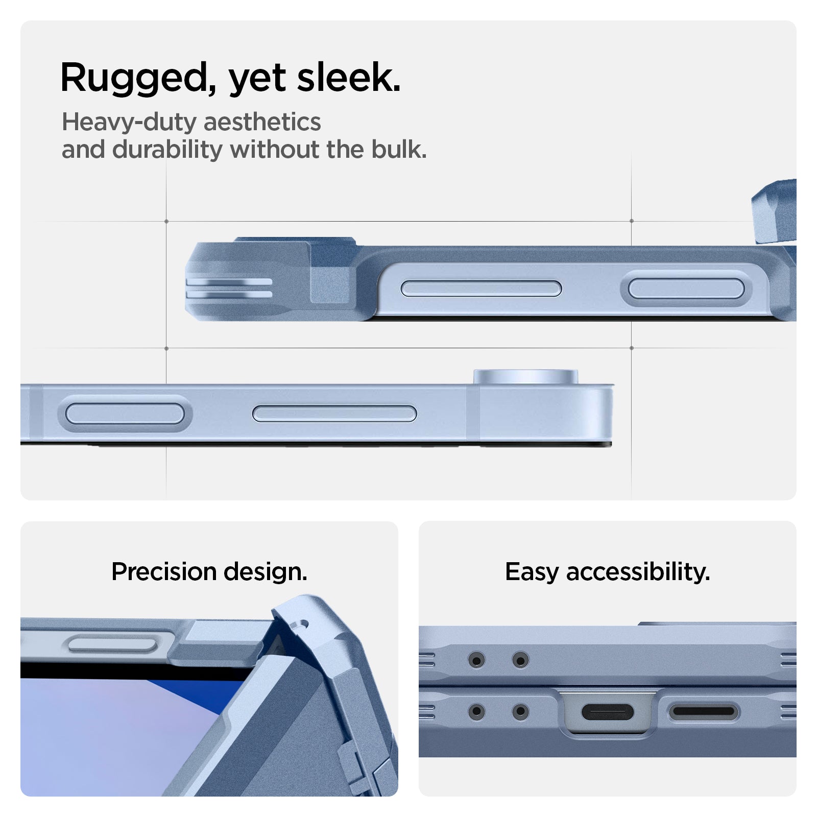 ACS09808 - Galaxy Z Flip 7 FE Series Tough Armor Pro (MagFit) in Sierra Blue rugged, yet sleek. Heavy duty aesthetics and durability without the bulk. Precision design. Easy accessibility.