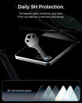 AGL09584 - Galaxy Z Flip 8 Series - Optik Pro EZ Fit showing a key being dragged across the tempered glass to demonstrate scratch resistance
