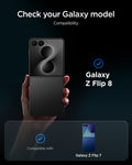 AGL09582 - Galaxy Z Flip 8 Series - GLAS.tR EZ Fit showing a compatibility chart confirming the glass fits the Galaxy Z Flip 8 and Galaxy Z Flip 7