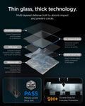 AGL09582 - Galaxy Z Flip 8 Series - GLAS.tR EZ Fit showing a diagram of the glass's multi-layered protective structure and drop-test certification