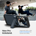 ACS08292 - Galaxy Z Flip 7 FE Case Tough Armor Pro in Metal Slate showing the new pro kickstand. Improved with a new built-in kickstand for hands-free utility