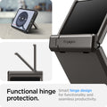 ACS08360 - Galaxy Z Flip 7 FE Case Tough Armor Pro in Gunmetal showing the functional hinge protection. Smart hinge design for functionality and seamless productivity