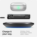 ACS07849 - Galaxy Z Flip 7 FE Case Tough Armor Pro in Black showing how to charge it your way. Wireless, PowerShare and USB-C all check
