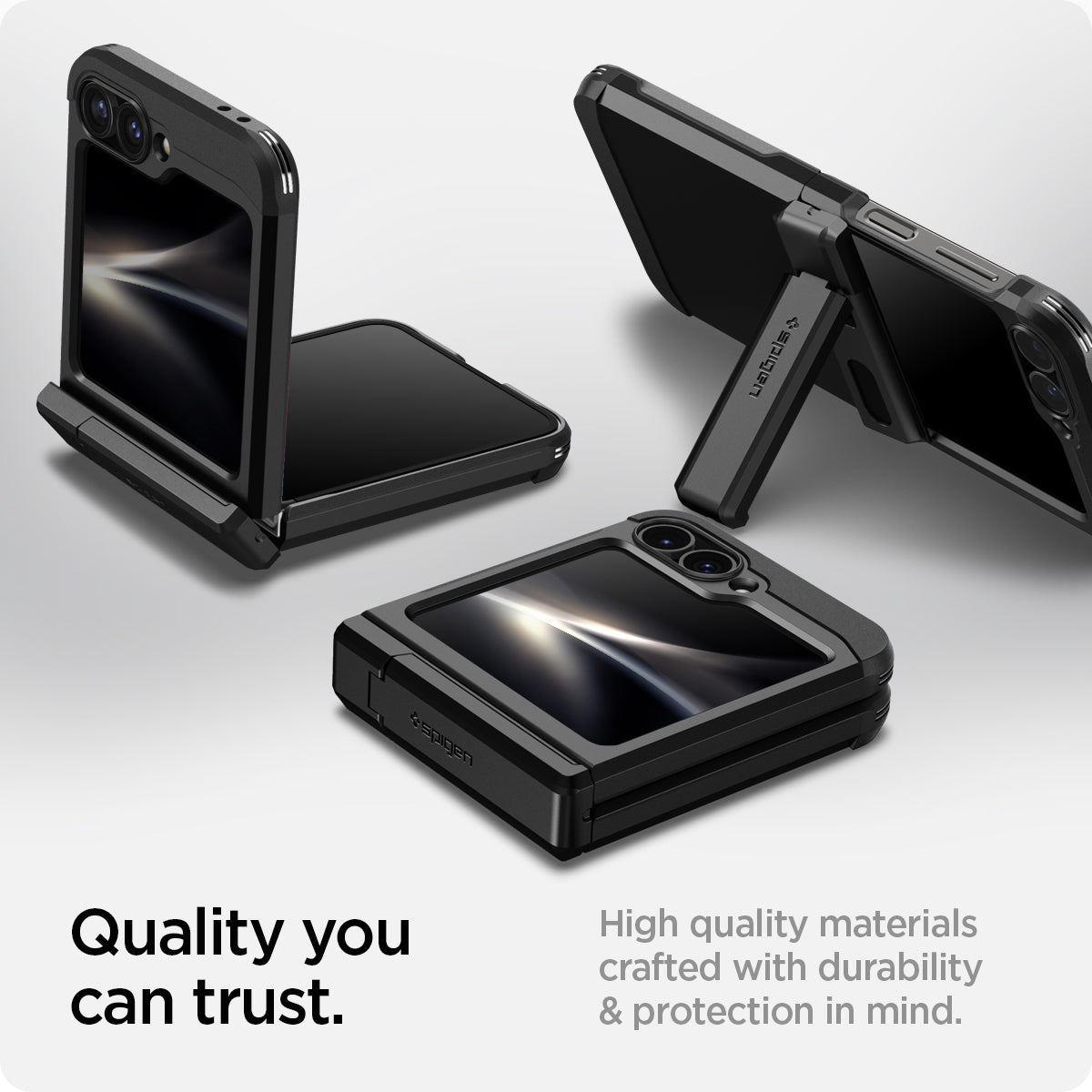 ACS07849 - Galaxy Z Flip 7 FE Case Tough Armor Pro in Black showing the quality you can trust. High quality materials crafted with durability & protection in mind