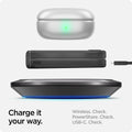 ACS07835 - Galaxy Z Flip 7 FE Case Ultra Hybrid Pro in Frost Gray showing how to charge it your way. Wireless, PowerShare and USB-C all check