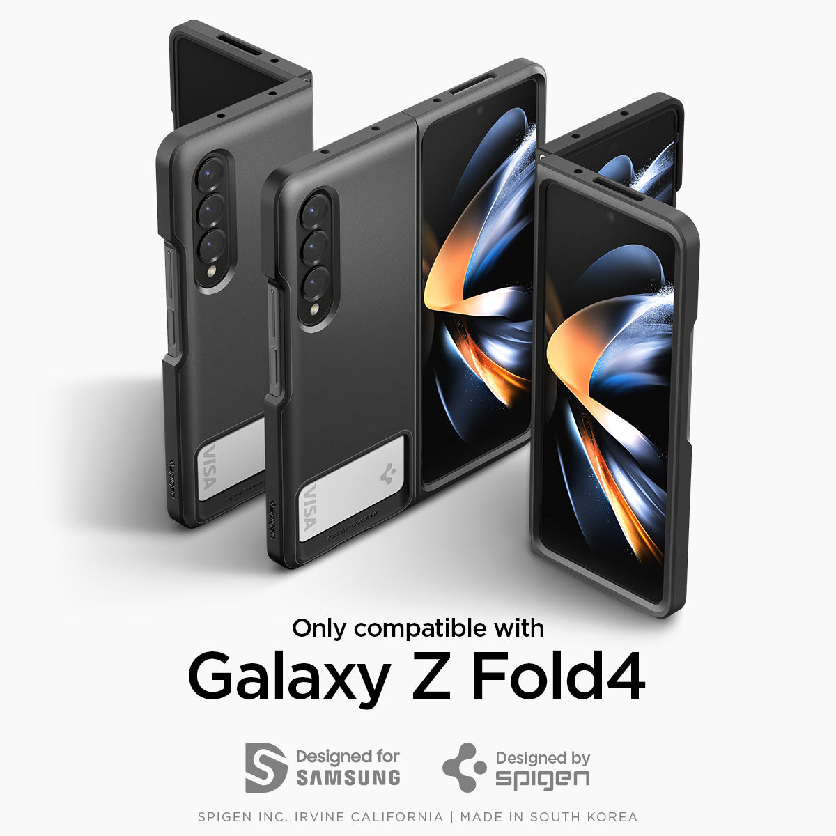 ACS05108 - Galaxy Z Fold 4 Series Slim Armor Slot Case in Black only compatible with galaxy z fold4. designed for samsung. designed by spigen.