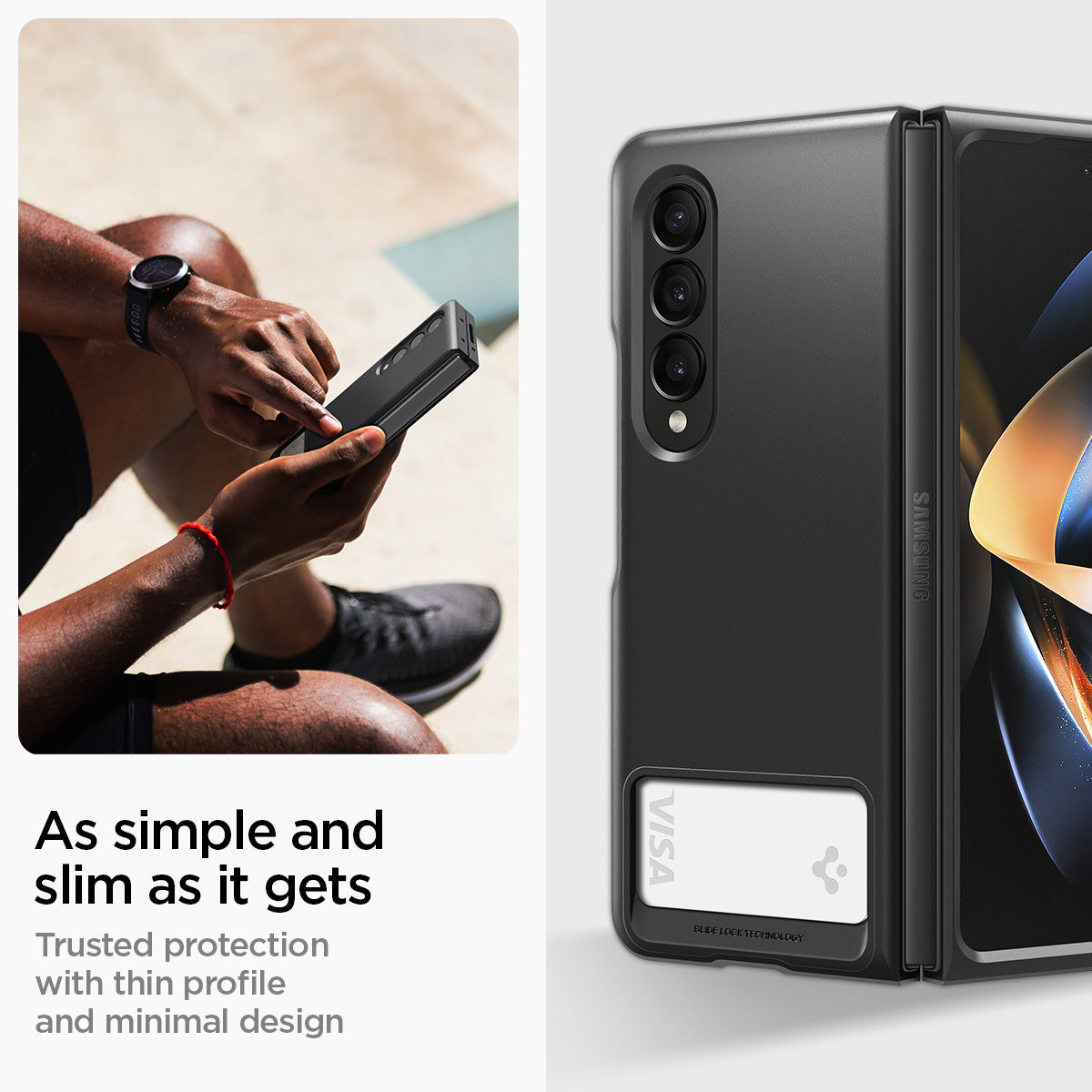 ACS05108 - Galaxy Z Fold 4 Series Slim Armor Slot Case in Black as simple and slim as it gets. trusted protection with thin profile and minimal design.