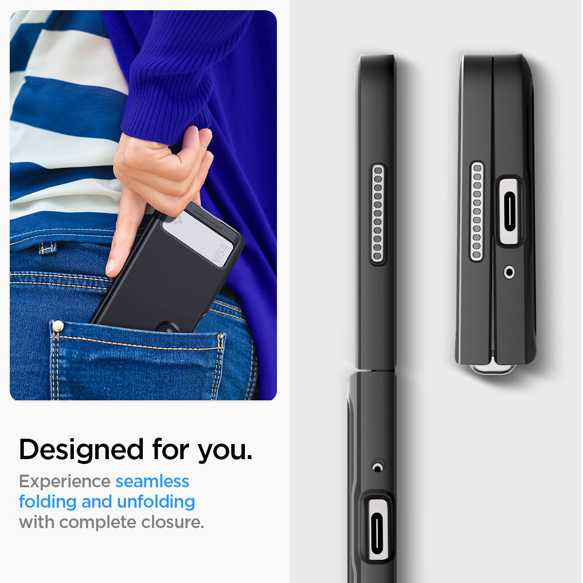ACS05108 - Galaxy Z Fold 4 Series Slim Armor Slot Case in Black designed for you. Experience seamless folding and unfolding with complete closure.