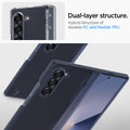 ACS08281 - Galaxy Z Flip 6 Case Ultra Hybrid Pro in Frost Navy Blue showing the dual-layer structure. Hybrid Structure of durable PC and flexible TPU