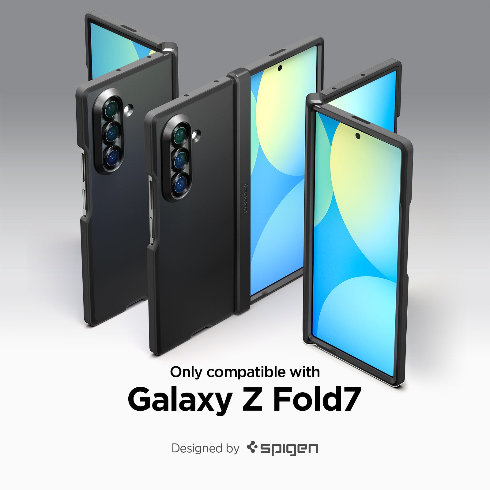 ACS09549 - Galaxy Z Fold 7 Tough Armor Pro (MagFit) in black showing the compatibility only with Galaxy Z Fold 7. Designed by spigen.