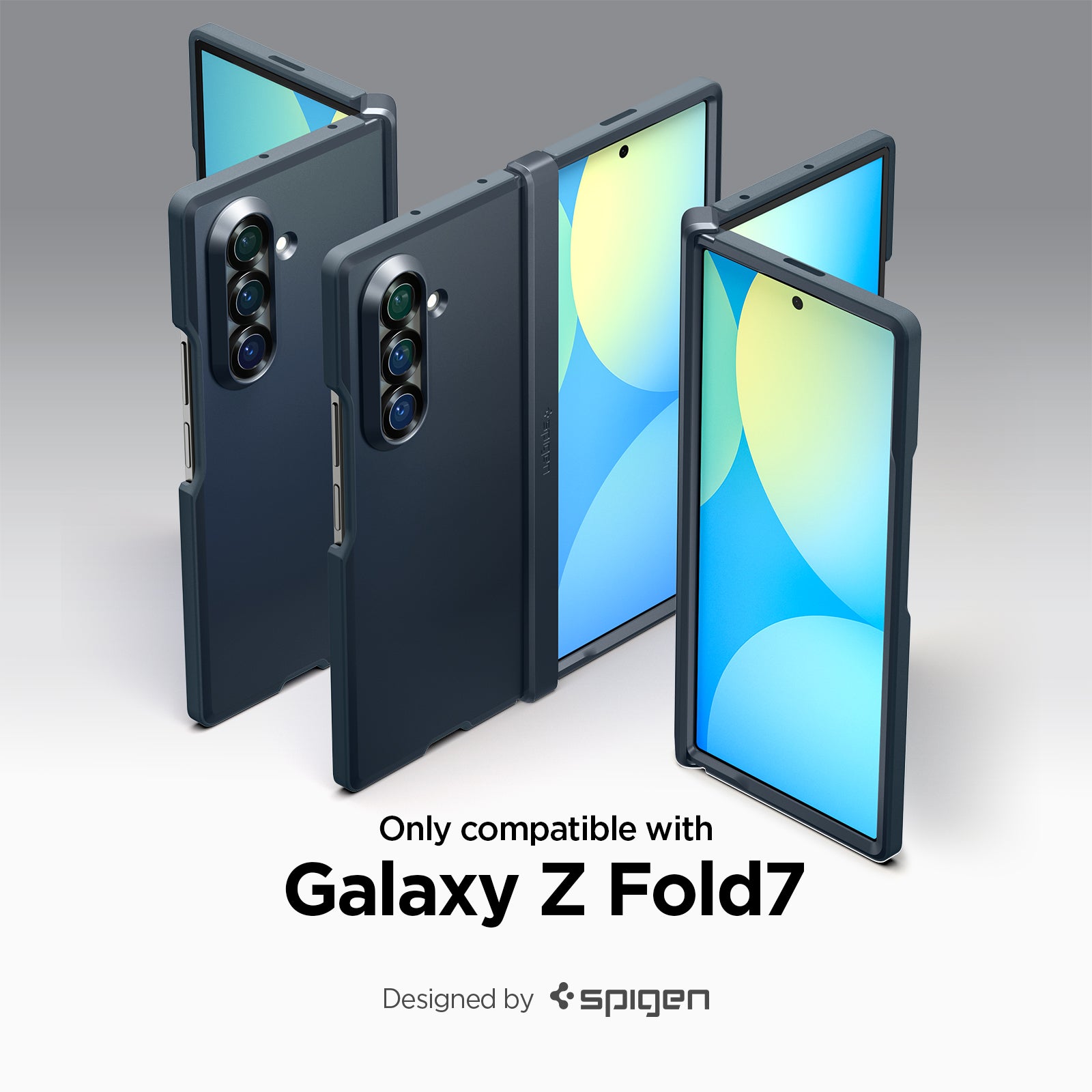 ACS09550 - Galaxy Z Fold 7 Tough Armor Pro (MagFit) in metal slate showing the compatibility only with Galaxy Z Fold 7. Designed by spigen.