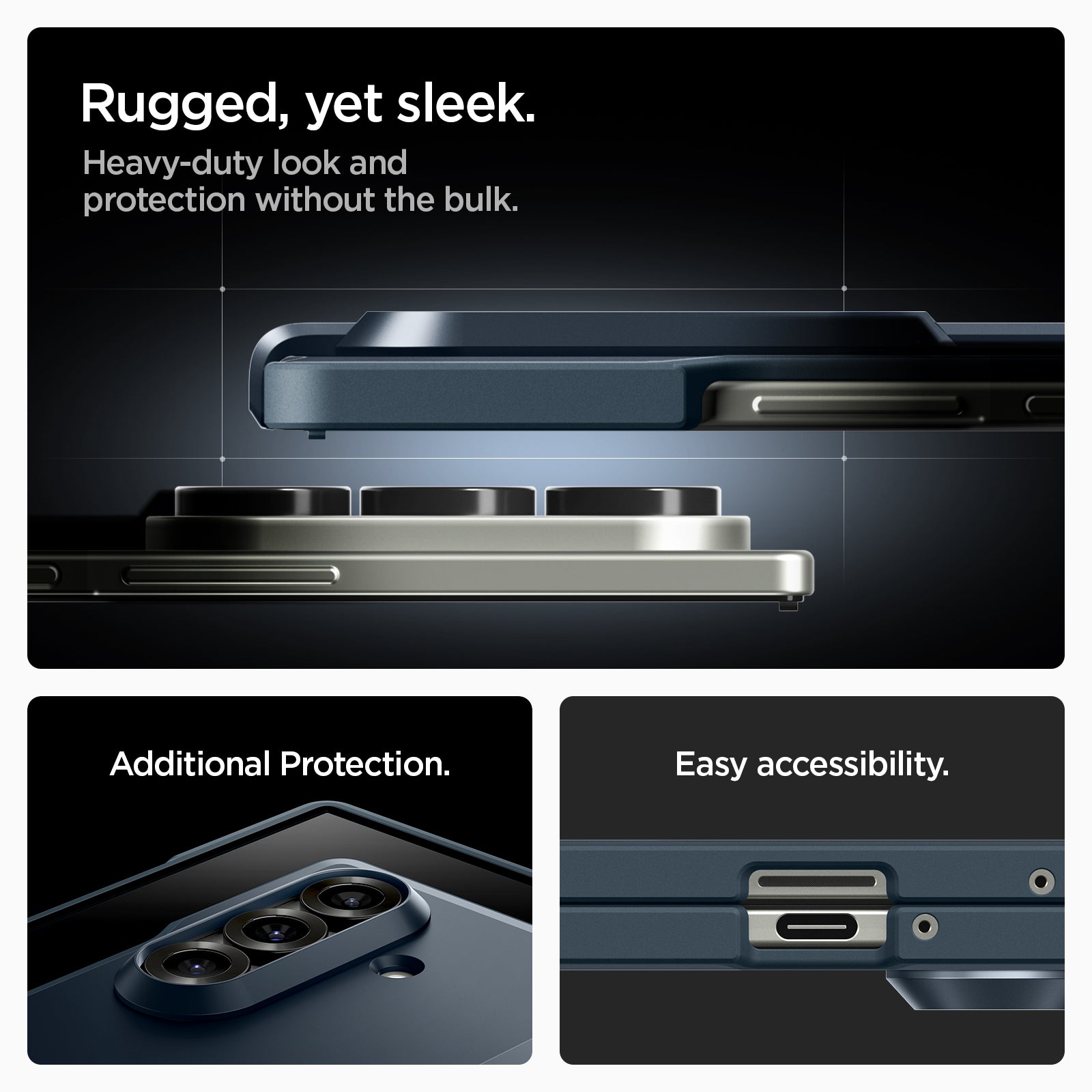 ACS09550 - Galaxy Z Fold 7 Tough Armor Pro (MagFit) in metal slate rugged, yet sleek. Heavy duty look and protection without he bulk. Additional protection. Easy accessibility.