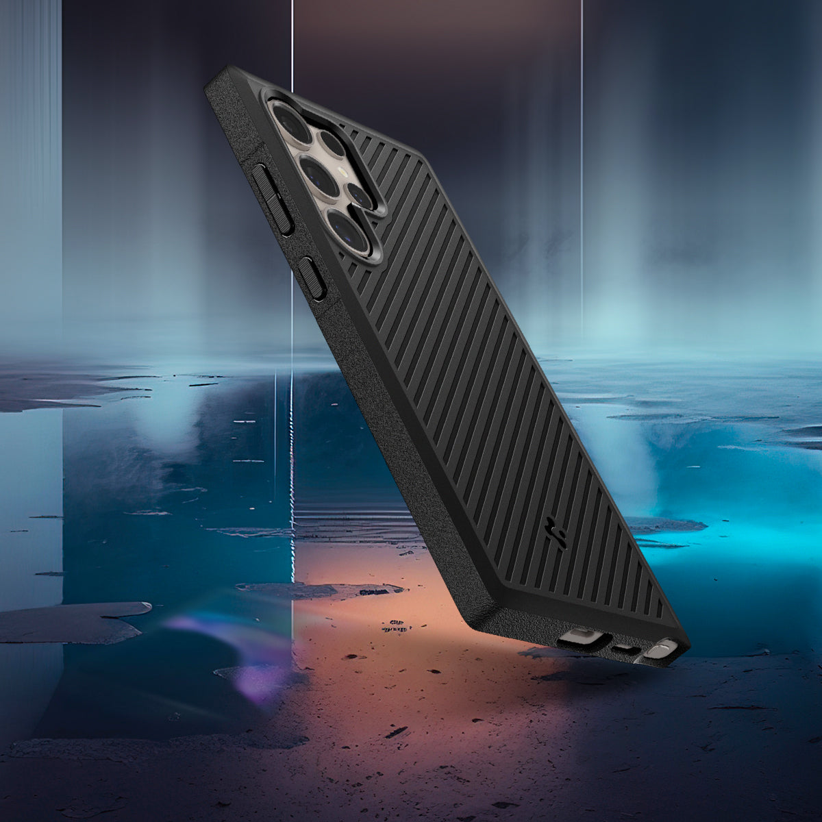 ACS07194 - Galaxy S24 Ultra Case Core Armor in Matte Black showing the partial back, side and partial bottom