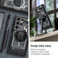 ACS07298 - Galaxy S24 Ultra Case Ultra Hybrid Metal Ring Zero One (MagFit) in Zero One snap into new. Built in magnets unlocks a new world of magsafe essentials.
