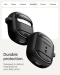ACS09480 - GBAb Case Rugged Armor in black showing the durable protection. Designed to defend pixel buds for your daily grind