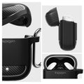 ASD01344 - Pixel Buds 2 Case Rugged Armor in black showing the front and back.