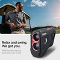 ACS04229 - Bushnell Tour V5 Shift Rangefinder AirTag Case in charcoal showing the protection throughout each and every round