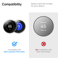 AHP03711 - Google Nest Learning Thermostat 3G Wall Plate in black showing the compatibility. Compatible with Nest Learning Thermostat and Not compatible with Nest Thermostats