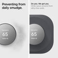 AHP02762 - Google Nest Thermostat Wall Plate in charcoal showing the prevention from daily smudge. Wide space around from dirty-free walls