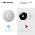 AHP02763 - Google Nest Thermostat Wall Plate in white showing the compatibility. Please check the models for your device. Only compatible with Nest Thermostat and Not compatible with other Nest Learning Thermostats