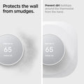 AHP02763 - Google Nest Thermostat Wall Plate in white showing the prevention from daily smudge. Wide space around from dirty-free walls