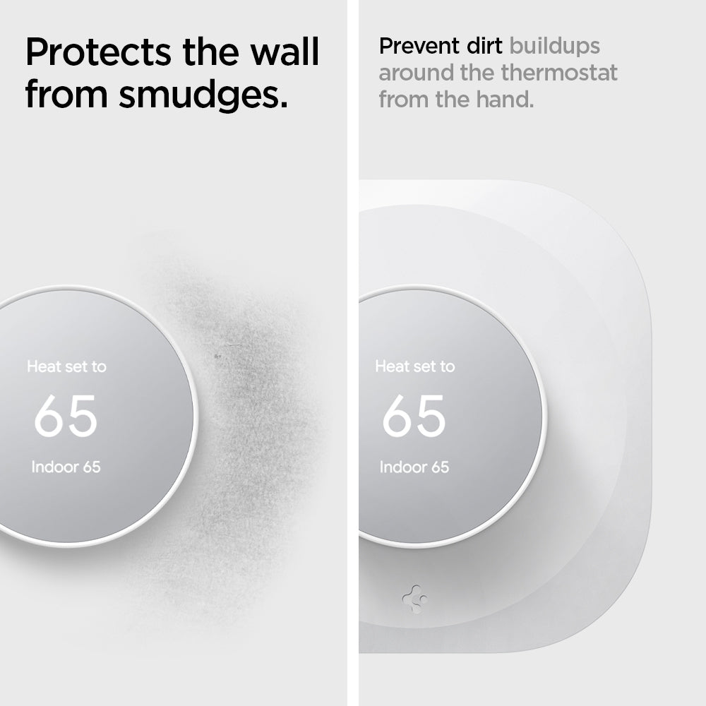 AHP02763 - Google Nest Thermostat Wall Plate in white showing the prevention from daily smudge. Wide space around from dirty-free walls