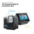 AGL09190 - HERO Glas.tR SLIM in Clear showing the front glass & back film. 2 camera lens protection glass | 2 screen protection glass