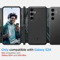 ACS07208 - Galaxy S24 Case Core Armor in Matte Black showing the compatibility only with Galaxy S24 and not compatible with Galaxy S24+ and S24 Ultra