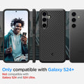 ACS07201 - Galaxy S24 Plus Case Core Armor in Matte Black showing the compatibility only with Galaxy S24+ and not compatible with Galaxy S24 and S24 Ultra