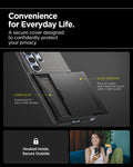 ACS08967 - Galaxy S25 Ultra Case Slim Armor CS in Black showing the convenience for everyday life. A secure cover designed to confidently protect your privacy. With car slot and slide groove. Hooked inside, secure outside