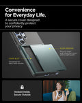 ACS08968 - Galaxy S25 Ultra Case Slim Armor CS in Abyss Green showing the convenience for everyday life. A secure cover designed to confidently protect your privacy. With car slot and slide groove. Hooked inside, secure outside