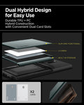 ACS08968 - Galaxy S25 Ultra Case Slim Armor CS in Abyss Green showing the dual hybrid design for easy use. Durable TPU + PC Hybrid Construction with convenient dual card slots. Slim and functional, 2 cards and built-in storage