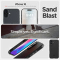 ACS08219 - iPhone 16 Sand Blast in Matte Black showing iPhone 16 pro. simple yet, significant