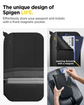 AFA07574 - Klasden Passport Organizer KD500 in Black showing the effortlessly store your passport and tickets with a front magnetic pocket