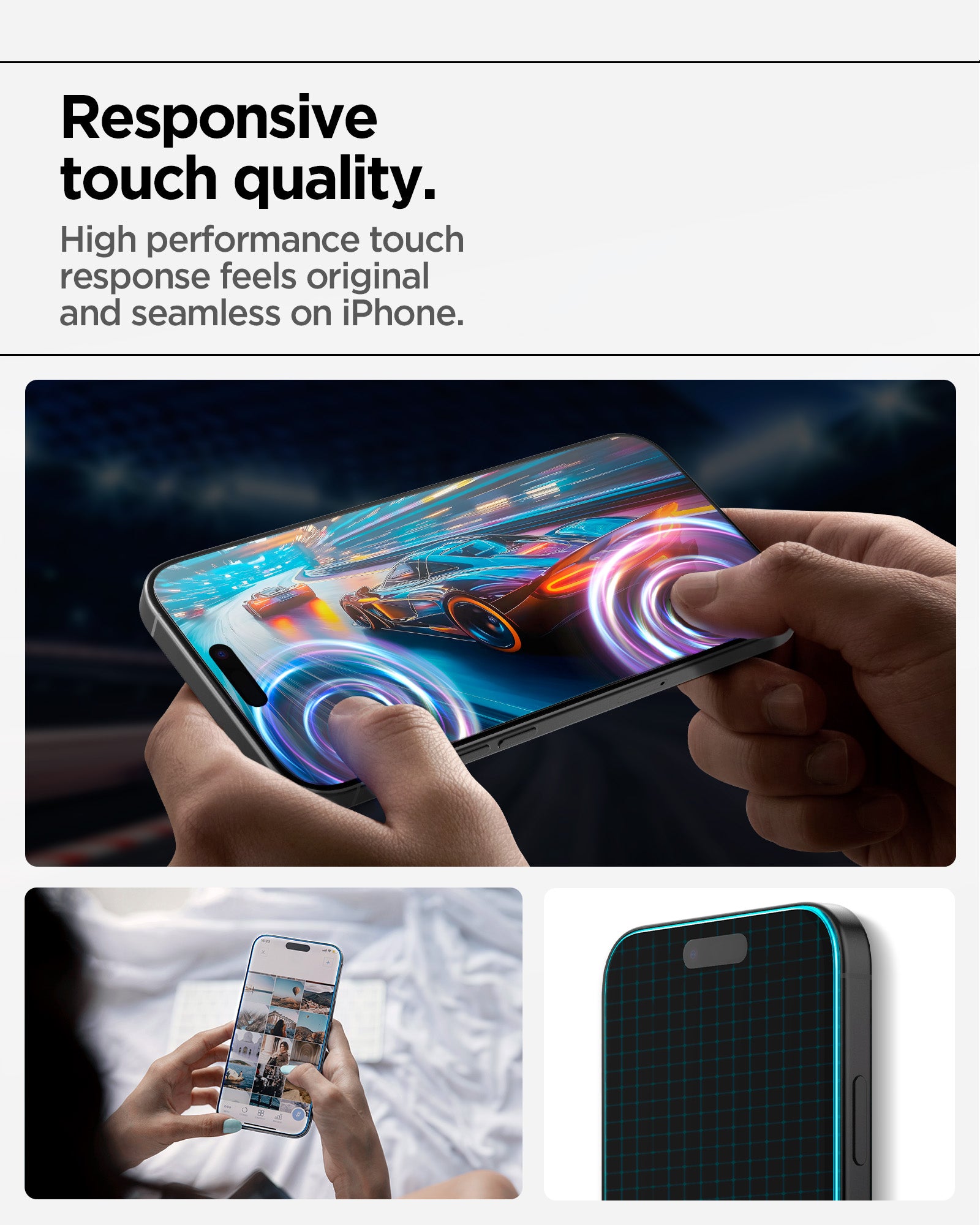 AGL11323 - iPhone 18 Pro / iPhone 17 Pro GLAS.tR AlignMaster S showing responsive touch performance for smooth and seamless screen interaction.