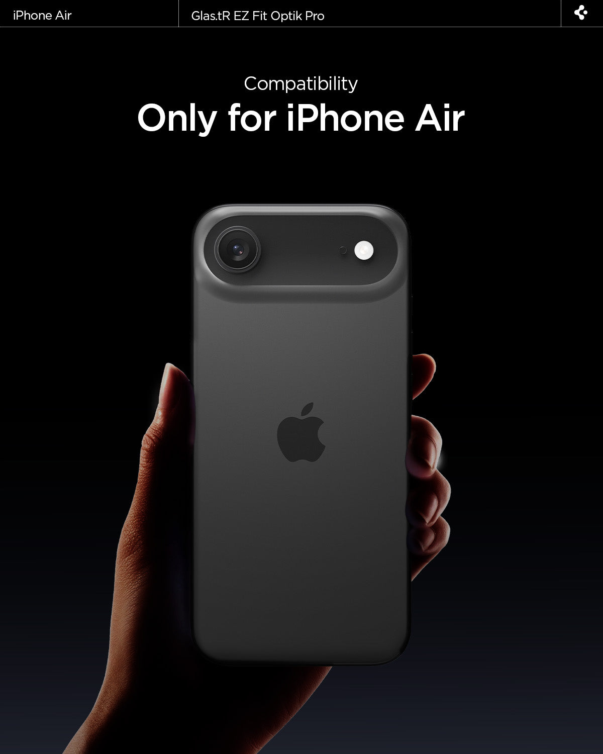 AGL09863 - iPhone Air Optik Pro EZ Fit Lens Protector showing the compatibility. Made for the iPhone Air
