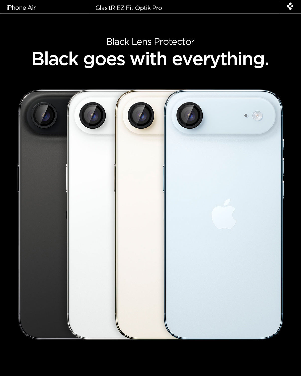 AGL09863 - iPhone 17 Air Optik Pro EZ Fit Lens Protector in black goes with everything