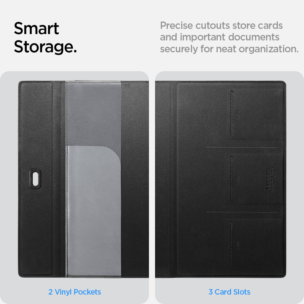 ACP07154 - Smart storage. Precise cutouts store cards and important documents securely for neat organization. Includes 2 vinyl pockets and 3 card slots