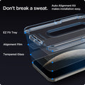 AGL01801 - iPhone 12 / iPhone 12 Pro Screen Protector EZ FIT GLAS.tR SLIM showing the Auto Alignment Kit, make installation easy. EZ Fit Tray, Alignment Film and Tempered Glass