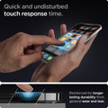 AGL01801 - iPhone 12 / iPhone 12 Pro Screen Protector EZ FIT GLAS.tR SLIM showing the quick and undisturbed touch response time. Reinforced for longer lasting durability from general wear and tear